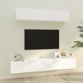 4 Piece TV Cabinet Set White Engineered Wood - Giant Lobelia