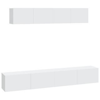 4 Piece TV Cabinet Set White Engineered Wood - Giant Lobelia