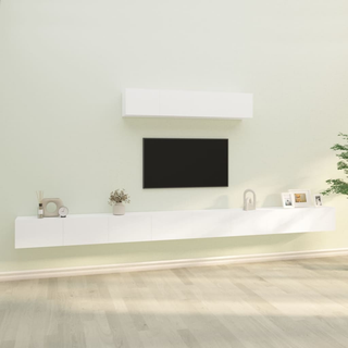 4 Piece TV Cabinet Set White Engineered Wood - Giant Lobelia