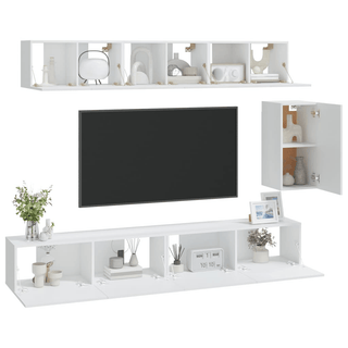 vidaXL 6 Piece TV Cabinet Set White Engineered Wood - GIANT LOBELIA