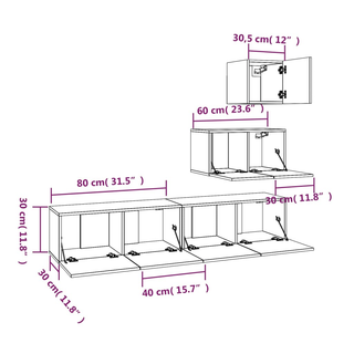 4 Piece TV Cabinet Set High Gloss White Engineered Wood - Giant Lobelia