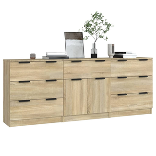 3 Piece Sideboards Sonoma Oak Engineered Wood - Giant Lobelia