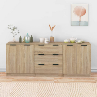 3 Piece Sideboards Sonoma Oak Engineered Wood - Giant Lobelia