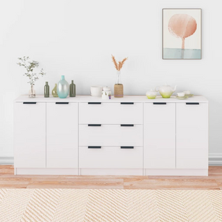 3 Piece Sideboards White Engineered Wood - Giant Lobelia