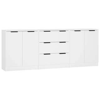 3 Piece Sideboards White Engineered Wood - Giant Lobelia