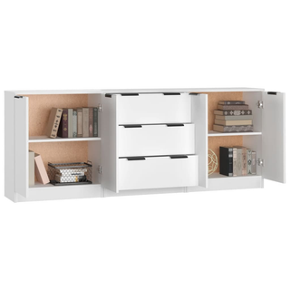 3 Piece Sideboards White Engineered Wood - Giant Lobelia