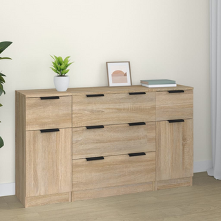 3 Piece Sideboard Set Sonoma Oak Engineered Wood - Giant Lobelia