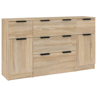 3 Piece Sideboard Set Sonoma Oak Engineered Wood - Giant Lobelia