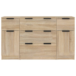 3 Piece Sideboard Set Sonoma Oak Engineered Wood - Giant Lobelia