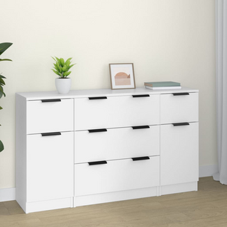 3 Piece Sideboard Set White Engineered Wood - Giant Lobelia