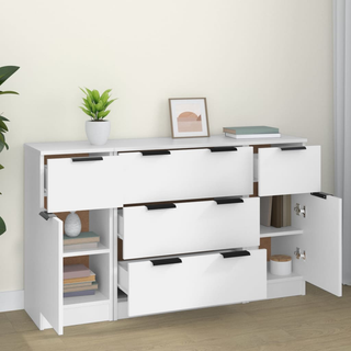 3 Piece Sideboard Set White Engineered Wood - Giant Lobelia