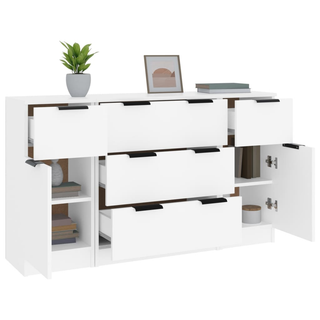 3 Piece Sideboard Set White Engineered Wood - Giant Lobelia