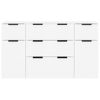 3 Piece Sideboard Set White Engineered Wood - Giant Lobelia