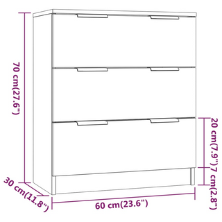 3 Piece Sideboards Concrete Grey Engineered Wood - Giant Lobelia