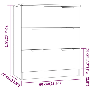 3 Piece Sideboards High Gloss White Engineered Wood - Giant Lobelia