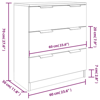 3 Piece Sideboards Smoked Oak Engineered Wood - Giant Lobelia