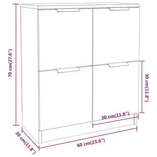 vidaXL Sideboards 2 pcs White 60x30x70 cm Engineered Wood - Giant Lobelia