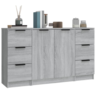 vidaXL Sideboards 3 pcs Grey Sonoma Engineered Wood - Giant Lobelia