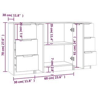 vidaXL Sideboards 3 pcs Grey Sonoma Engineered Wood - Giant Lobelia