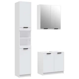 3 Piece Bathroom Cabinet Set White Engineered Wood - Giant Lobelia