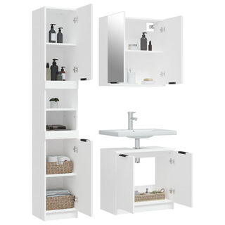 3 Piece Bathroom Cabinet Set White Engineered Wood - Giant Lobelia