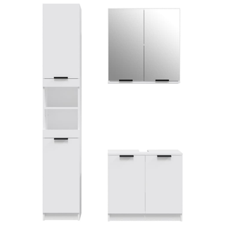 3 Piece Bathroom Cabinet Set White Engineered Wood - Giant Lobelia