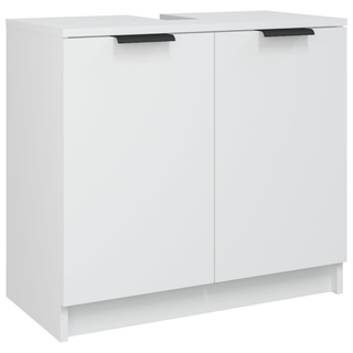 3 Piece Bathroom Cabinet Set White Engineered Wood - Giant Lobelia