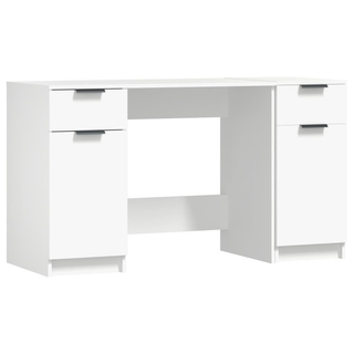 vidaXL Desk with Side Cabinet White Engineered Wood - Giant Lobelia