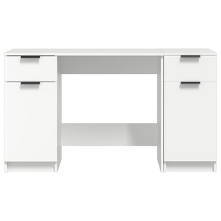 vidaXL Desk with Side Cabinet White Engineered Wood - Giant Lobelia