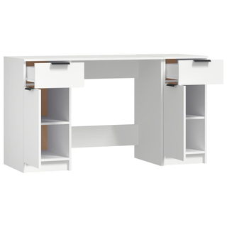 vidaXL Desk with Side Cabinet White Engineered Wood - Giant Lobelia