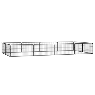 12-Panel Dog Playpen Black 100x50 cm Powder-coated Steel - Giant Lobelia