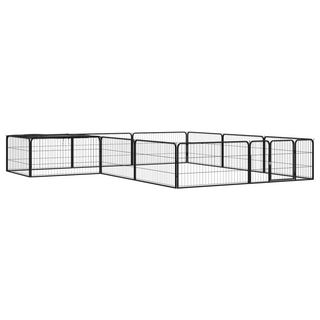 12-Panel Dog Playpen Black 100x50 cm Powder-coated Steel - Giant Lobelia