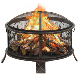 vidaXL Rustic Fire Pit with Poker 67.5 cm XXL Steel - Giant Lobelia