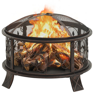 vidaXL Rustic Fire Pit with Poker 67.5 cm XXL Steel - Giant Lobelia