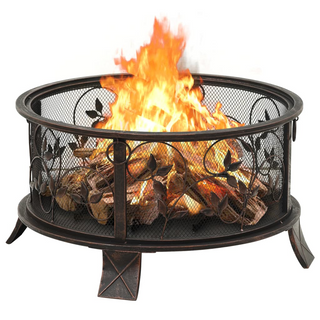 vidaXL Rustic Fire Pit with Poker 67.5 cm XXL Steel - Giant Lobelia