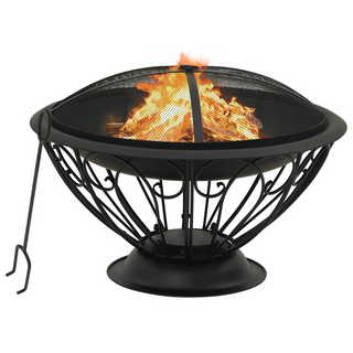 vidaXL Fire Pit with Poker 75 cm XXL Steel - Giant Lobelia