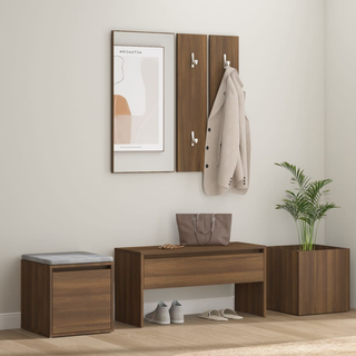 vidaXL Hallway Furniture Set Brown Oak Engineered Wood - Giant Lobelia