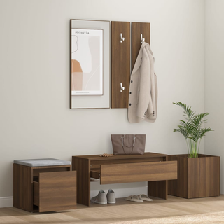 vidaXL Hallway Furniture Set Brown Oak Engineered Wood - Giant Lobelia