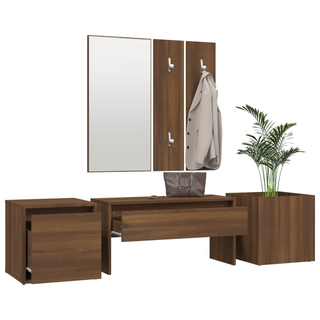 vidaXL Hallway Furniture Set Brown Oak Engineered Wood - Giant Lobelia