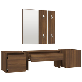 vidaXL Hallway Furniture Set Brown Oak Engineered Wood - Giant Lobelia