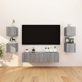 vidaXL Wall-mounted TV Cabinets 8 pcs Grey Sonoma 30.5x30x30 cm - Giant Lobelia