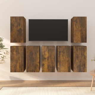 vidaXL TV Cabinets 7 pcs Smoked Oak 30.5x30x60 cm Engineered Wood - Giant Lobelia