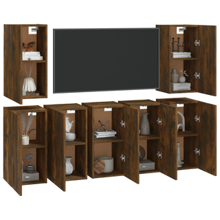 vidaXL TV Cabinets 7 pcs Smoked Oak 30.5x30x60 cm Engineered Wood - Giant Lobelia