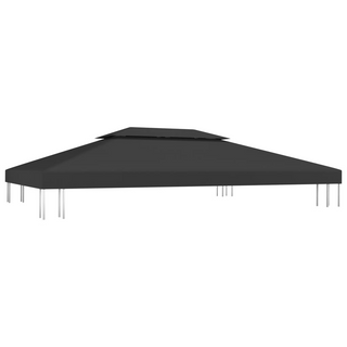 2-Tier Gazebo Top Cover 310 g/m² 4x3 m Black - Giant Lobelia