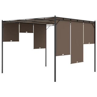 Garden Gazebo with Side Curtain 3x3x2.25 m Taupe - Giant Lobelia