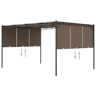 Garden Gazebo with Side Curtain 4x3x2.25 m Taupe - Giant Lobelia