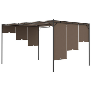 Garden Gazebo with Side Curtain 4x3x2.25 m Taupe - Giant Lobelia