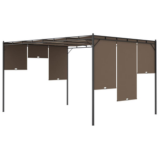 Garden Gazebo with Side Curtain 4x3x2.25 m Taupe - Giant Lobelia