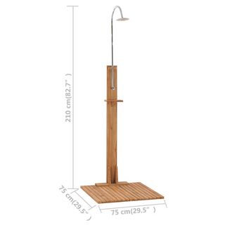 vidaXL Garden Shower 75x75x210 cm Solid Teak Wood - Giant Lobelia