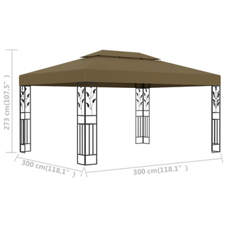 Gazebo with Double Roof 3x4 m Taupe 180 g/m² - Giant Lobelia